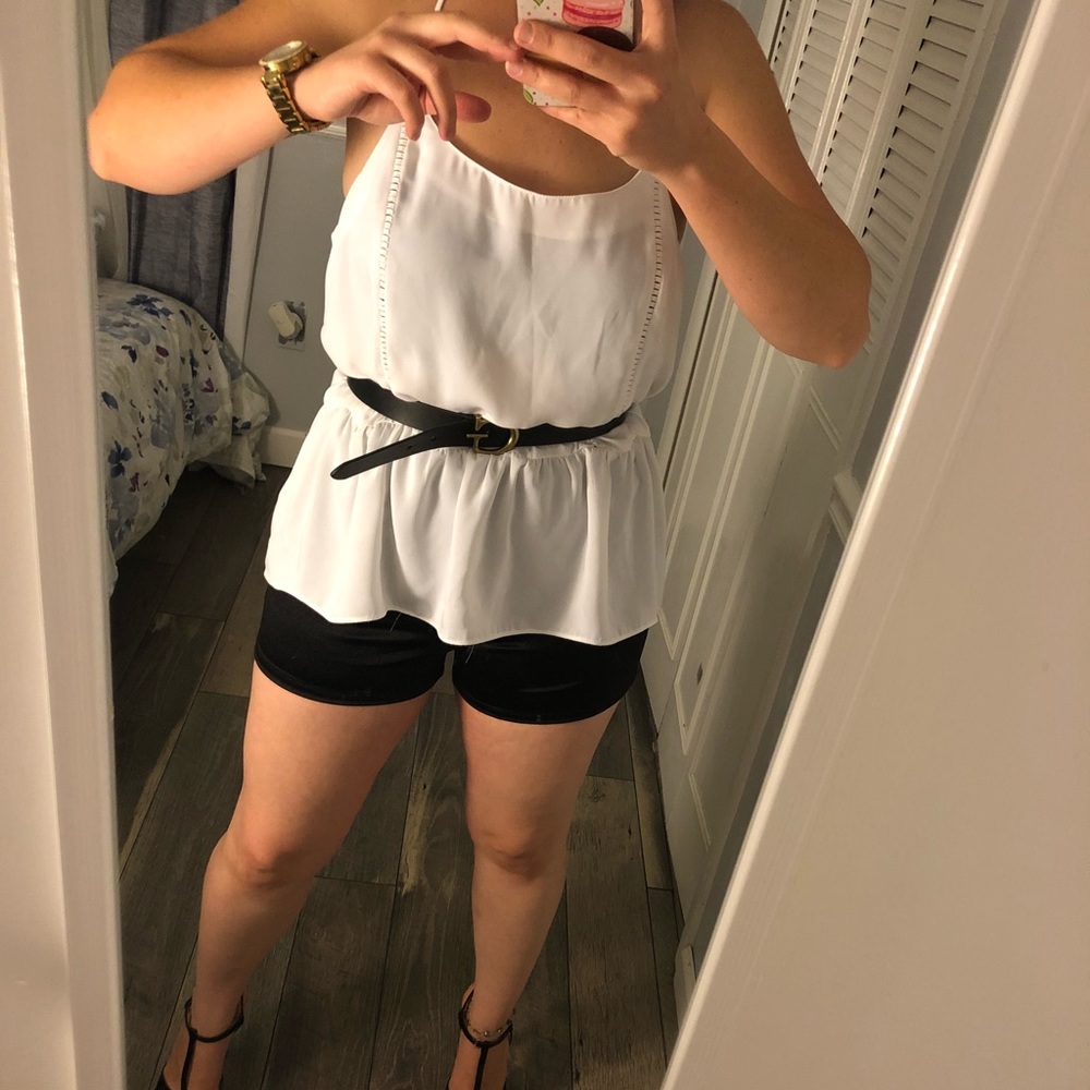🌿 CALVIN KLEIN CHIFFON WHITE BLOUSE 🍃